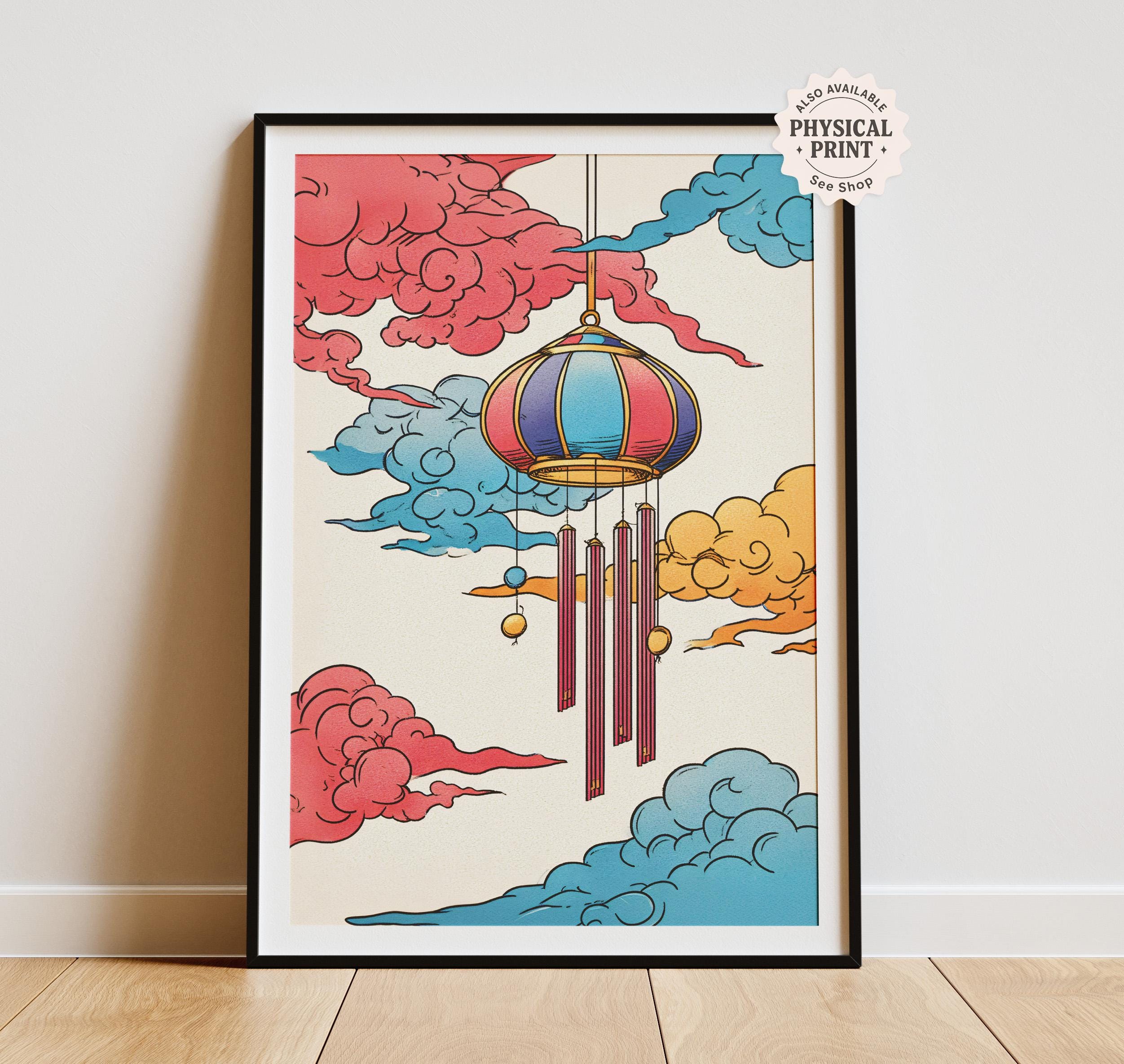 Japanese Furin Wind Chime Print – Colorful Asian Home Decor