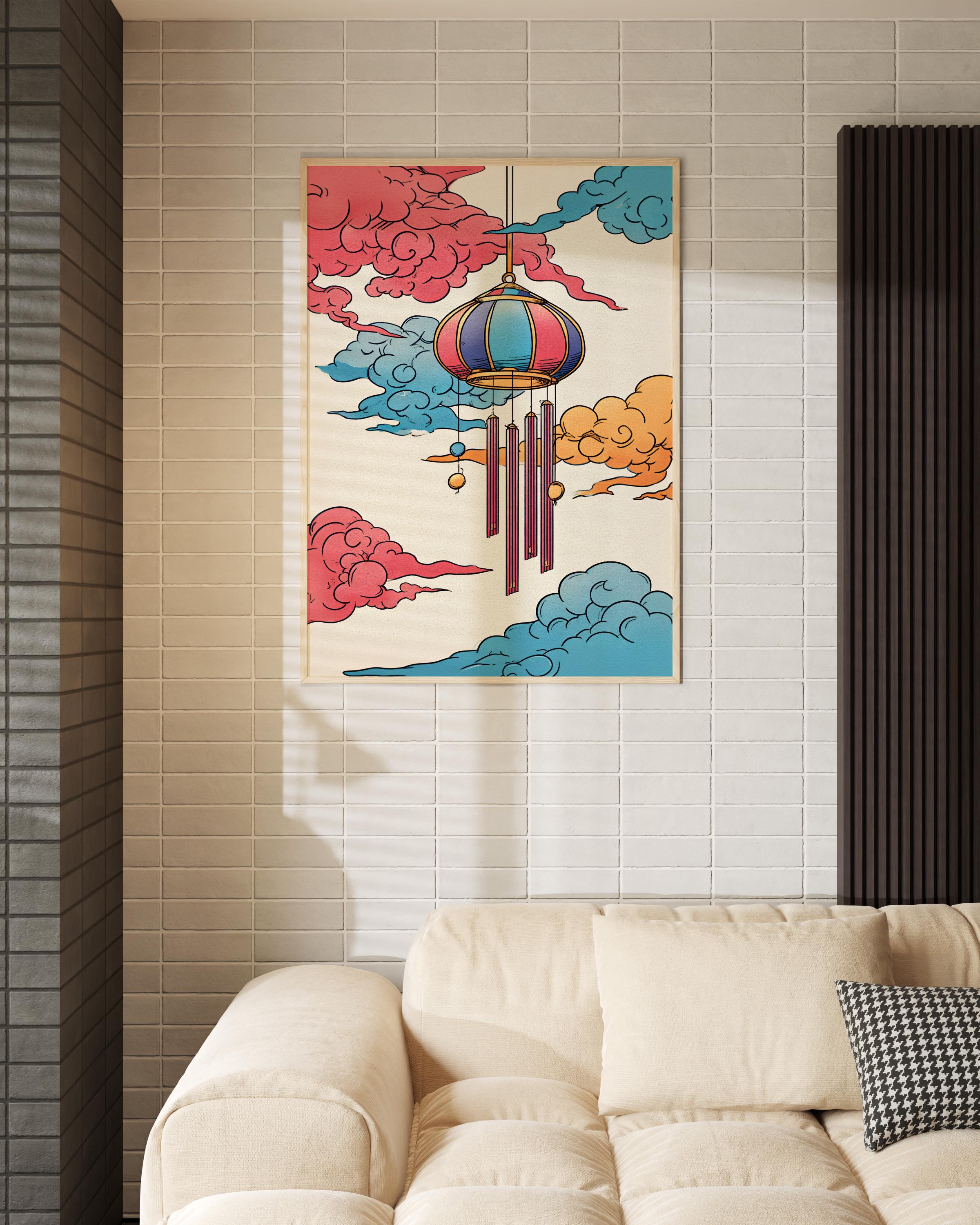 Japanese Furin Wind Chime Print – Colorful Asian Home Decor