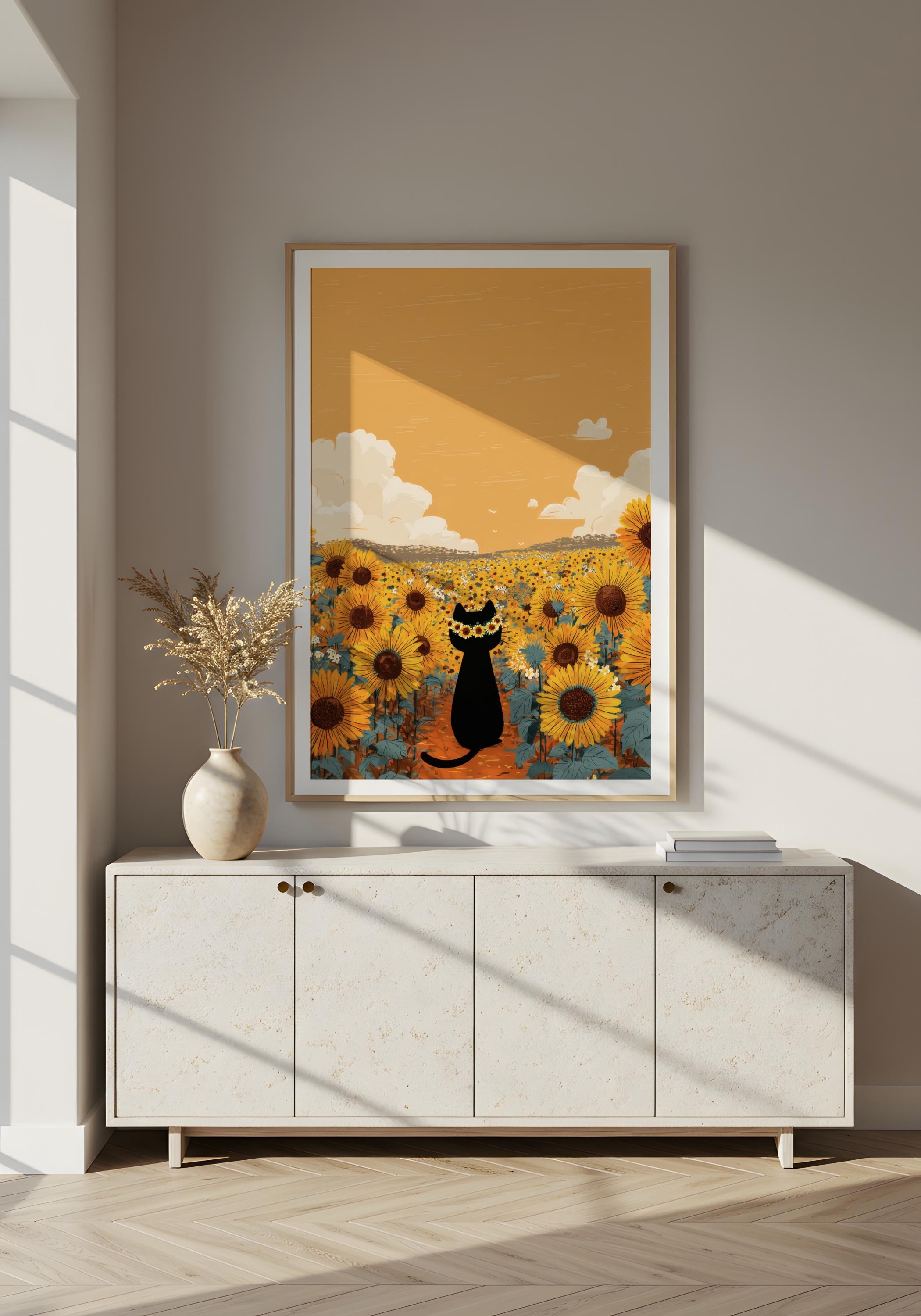 ひまわり畑の猫 - Etsy 日本