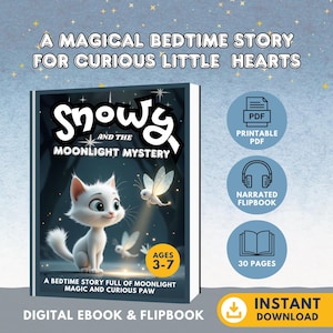Kids Bedtime Story eBook & Flipbook, Children Flipbook , Kids Story Book, Children's Books, Bedtime eBook, Snowy and the Moonlight Mystery