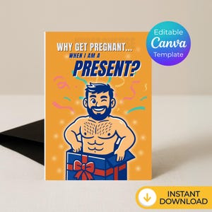 Editable Gay Birthday Card – I am a PRESENT! | Editable Canva Template | Funny gay gift | LGBTQ Printable Card,  Instant Download