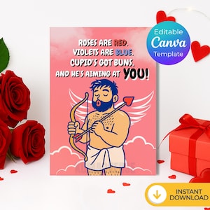 Editable Gay Love Cards - Cupid Love | Editable Canva Template | couple gay gift | LGBTQ Printable Card,  Instant Download