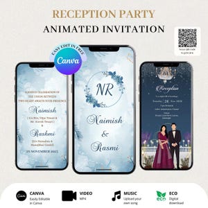 Minimalist Reception Invitation, Happily Ever After Party Invitation, Fully Editable Template, Digital Download, Edit In Canva