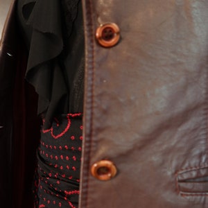 Like New, Quality, Fitted 70's Women's Leather Blazer Jacket - Chocolate Brown image 2