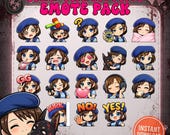 Jill Valentine Emotes Pack | Cute Horror Twitch Dead by Daylight Emotes | Resident Evil Inspired Chibi Emotes | Gamer Emote Bundle
