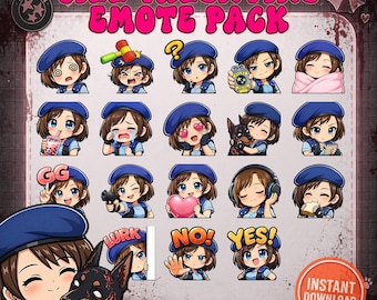Paquete de emoticonos de Jill Valentine / Emoticonos adorables de terror inspirados en Dead by Daylight para Twitch / Emoticonos chibi inspirados en Resident Evil / Paquete de emoticonos para gamers
