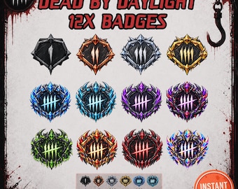 Insignias de suscriptor de Twitch inspiradas en Dead by Daylight, juego de 12 insignias