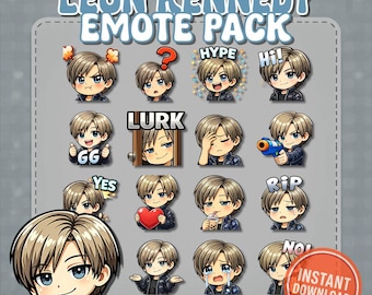Leon Kennedy Emotes Pack – Resident Evil Twitch/Discord Emotes (Digital Download)