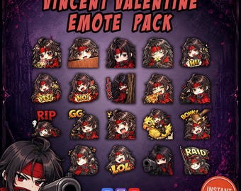Paquete de emoticonos de Vincent Valentine / Paquete de streamers de fantasía oscura gótica (descarga digital)