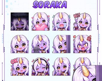 Emotes de Soraka para Twitch (12 unidades) / Paquete de emoticonos de LoL / Emotes chibi adorables para Discord / Descarga instantánea de imágenes PNG para streamers