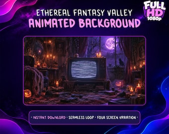 Fundo animado de Halloween para transmissões ao vivo – Sala de VHS assombrada, Twitch e OBS, Desktop, 1080p