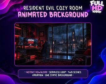 Resident Evil Cozy Room Animated Stream Screens Background, Twitch & OBS, 1080p, Static Image, Umbrella, Horror