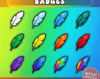12 Mythic Feather Sub Badges for Twitch | Color Progression Stream Badges | Gaming Rank Icons | Instant Download