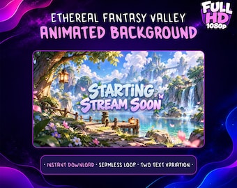 Fundo animado para transmissões ao vivo – Vale Fantástico Etéreo, Twitch, Fundo para Área de Trabalho, OBS e VTuber, Sobreposição para Transmissão