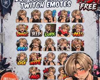 Emotes de Leon Kennedy para Twitch, 20 + 3 emoticonos gratuitos de DBD Resident Evil