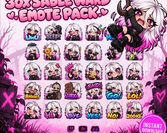 Emotes de Twitch de Sable Ward, paquete de 30 emotes de supervivientes chibi de DBD