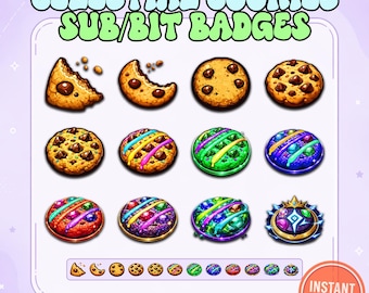 Celestial Cookie Sub Abzeichen | Twitch Bit Abzeichen | Niedliche Galaxie Kekse | Streamer Loyalität Symbole | 500px 72px 36px 18px