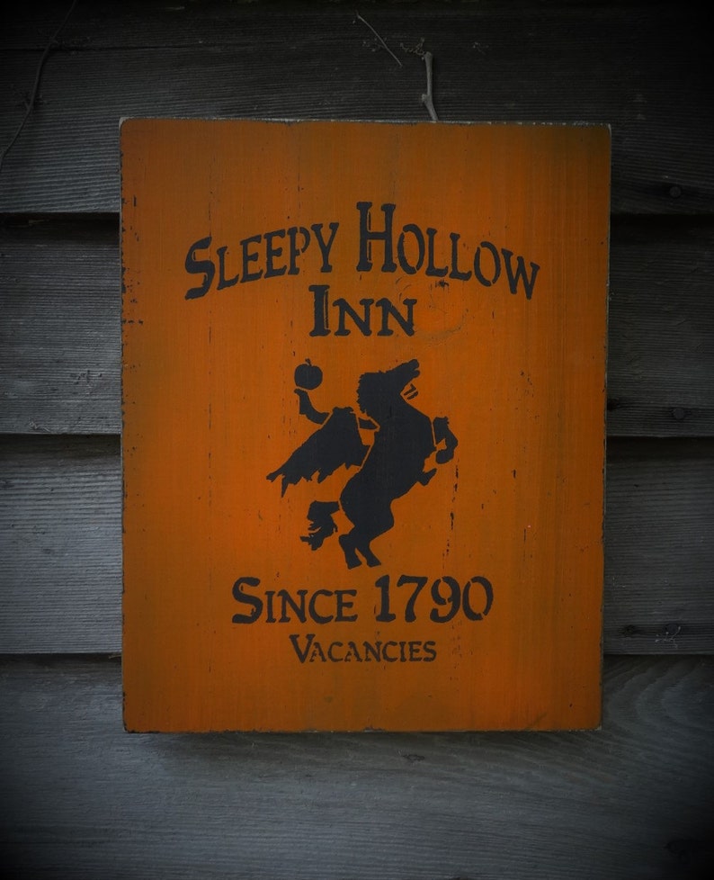 Primitive Sleepy Hollow Inn Sign Halloween Decoration Etsy