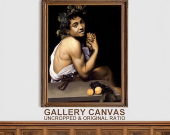 Caravaggio Young Sick Bacchus - Gallery Canvas | Baroque Wall Art | Classical Painting Home Decor | Museum Quality Reproduction