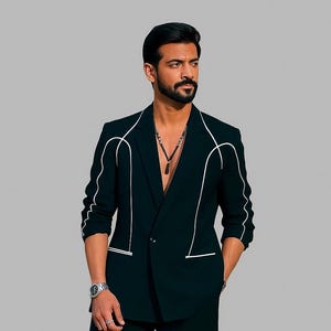 Embroidered Black Western Suit: Bespoke 2-Piece Wedding Prom Outfit