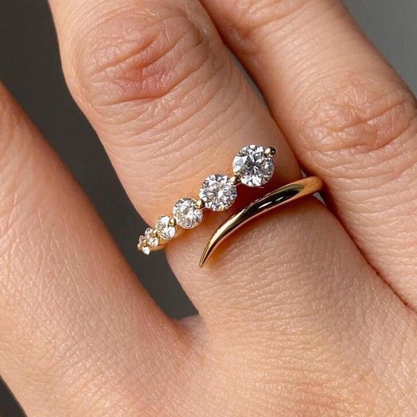 0.60CT Round Cut 6 Stone Ring – Half Eternity Band – Lab Grown Diamond or Moissanite – 14K Yellow Gold – Stacking Wedding Anniversary Ring.