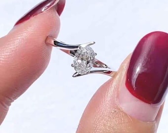 Oval Cut 1.50CT IGI Certified Engagement Ring – Unique Bypass Design in 14K Solid Gold, Lab Grown Diamond or Moissanite Option.
