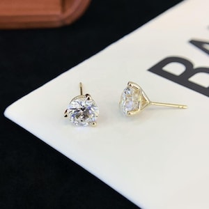 3CTW Round Cut Lab Diamond Stud Earrings for Men & Women | IGI Certified Sparkling Earrings | Moissanite Option Available | 14K Yellow Gold.