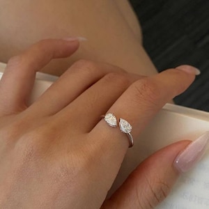 3.00 CT Pear Cut Toi et Moi Ring | Two-Stone Lab Diamond or Moissanite | IGI Certified |14K White Gold | Unique Engagement Ring, Modern Ring