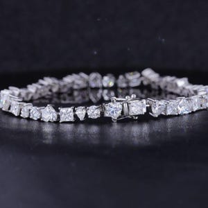 10CT Multi Shape Diamond Tennis Bracelet | Lab Grown Diamonds | 10K White Gold | Moissanite Option | Trending Fashion Jewellery for Her.
