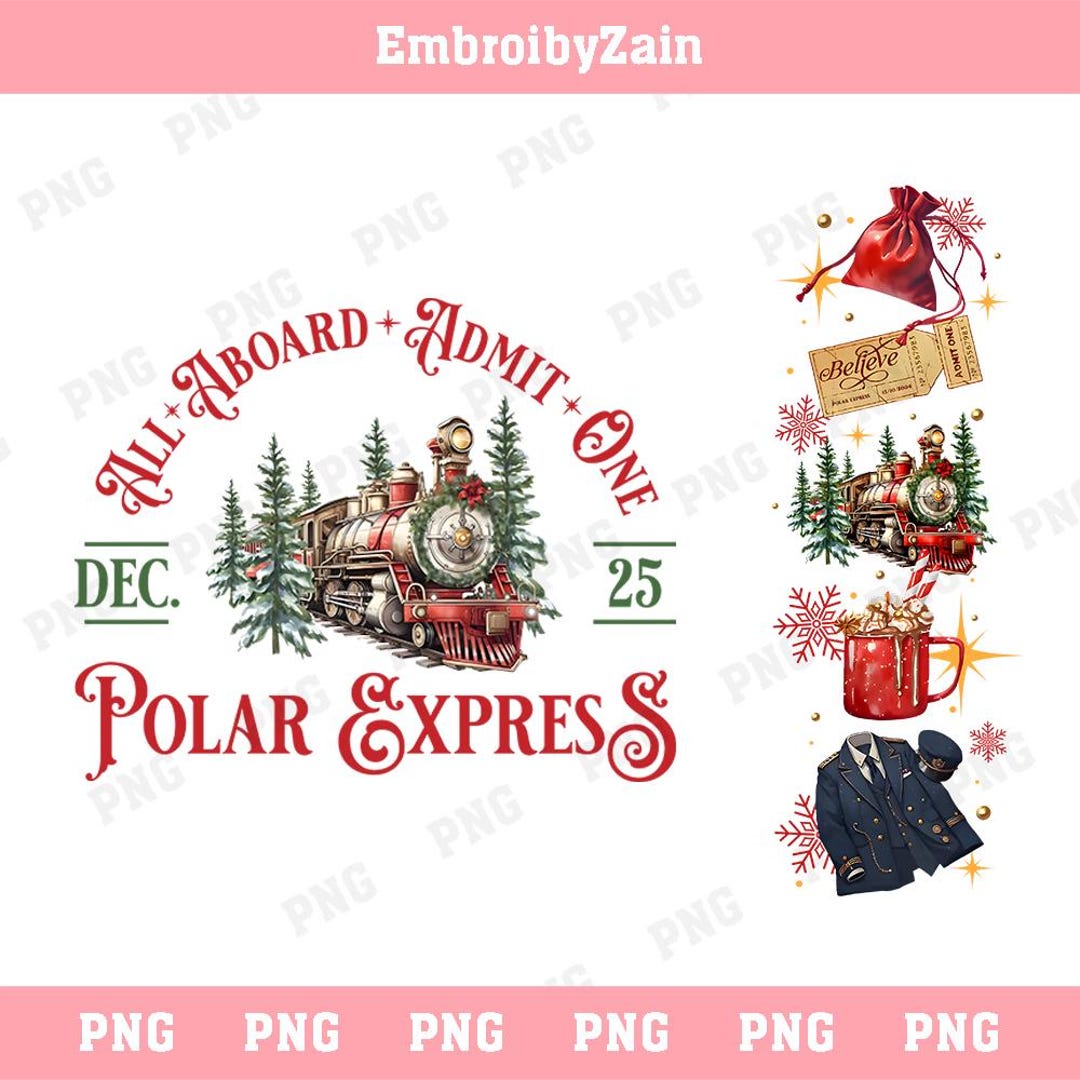 Polar Express Ticket PNG, All Aboard Admit One, North Pole PNG, Retro ...