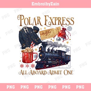 Polar Express PNG, Retro 90s Christmas Movies PNG, All Aboard Polar Express, Christmas File, Instant Download