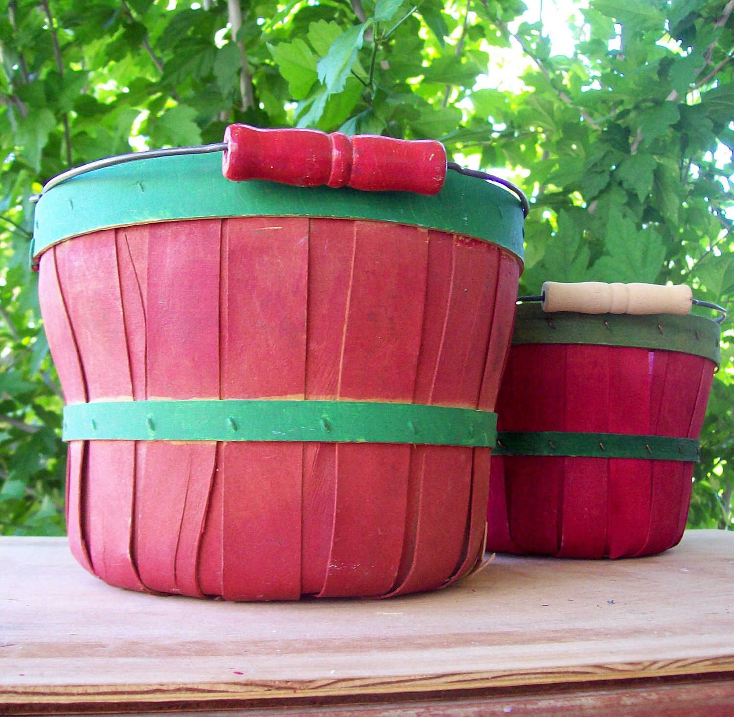 Vintage red bushel baskets Etsy