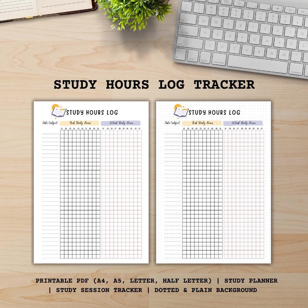 Study Hours Tracker Printable: Daily Study Log (PDF) - Etsy
