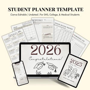 Digital Student Planner Canva Template: Pomodoro Study Journal (Printable, Editable, Undated)