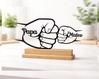 Aufsteller Fäuste Papa und Kinder | 3D Druck | Vatertag und Geburtstag | personalisiert | Geschenk für Papa | bester Papa der Welt