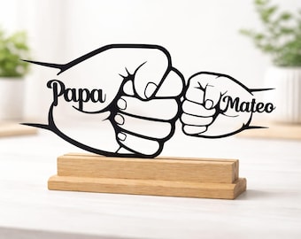 Geschenk Vatertag | Fäuste Papa und Kinder | 3D Druck | personalisiert | Geschenk für Papa | bester Papa der Welt