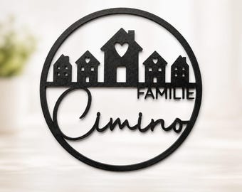Türkranz personalisiert | In- & Outdoor | Namensschild mit süßen Häuschen