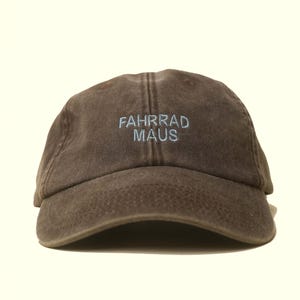 Bestickte Fahrrad Maus Kappe | Personalisierte Cap mit Wunschtext | Bestickte Vintage Kappe | Unisex Baseball Cap | Geschenk für Sie & Ihn|