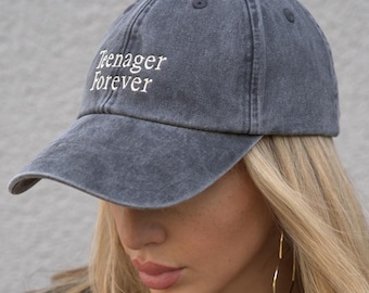 Embroidered Teen Forever Cap | Personalized Cap with Name | Embroidered Vintage Cap | Unisex Baseball Cap | Gift for Him & Her
