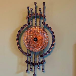 Wrought Iron Murano Glass Sconce by Ahlström & Ehrich – Brutalist Wall Light 1970