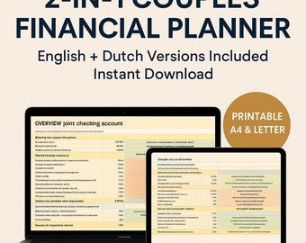 Shared Budget Excel for Couples | Expense Tracker Spreadsheet | Monthly Planner | Savings Goals | Instant Download (NL & EN)