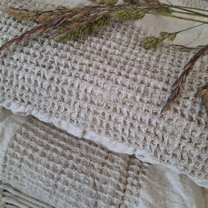 Rustic Linen Waffle Towel | 100% Natural Linen | Cream Color | Bath Sheet, Sauna Towel, Massage Linen Wrap