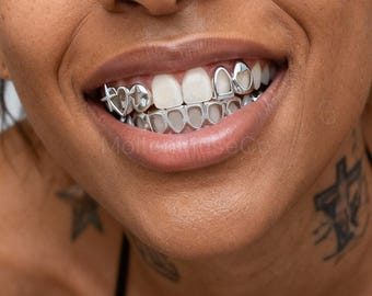 Hip Hop Grillz 3-Piece Set Planet Heart Tooth Caps 14k Gold Plated  Rap Style Grillz Jewelry Iced Out Teeth Accessory for Party Night Club