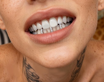 Rellenador de huecos dentales con diamantes y gemas de colores, chapado en oro de 14 quilates, estilo hip hop, unisex.