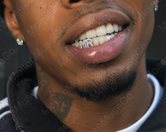 Personalized Letter Grillz Tooth Cap Gold Silver CZ Initial Hip Hop Rap Jewelry Wedding Party Festival Bling Gift