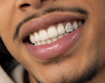 Love Heart Single Tooth Grillz 14K Gold Plated Silver Dollar Cross Heart Full CZ Iced Out Tooth Cap Hip Hop Bling Party Club Jewelry