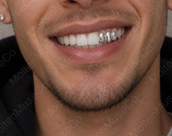 Herzensbrecher Triple Fang Grillz Gold Silber 3 Zähne Grill Hip Hop Tooth Cap Vampir Fang Halloween Rap Schmuck Geschenk Triple Crown Grillz