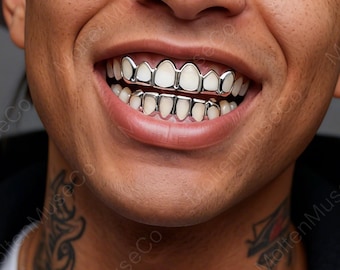 Juego de parrillas dentales de 6 agujeros estilo hip hop, estilo urbano, joyería dental, accesorio para fiesta de cosplay, para Halloween, discotecas, actuaciones, estilo rap