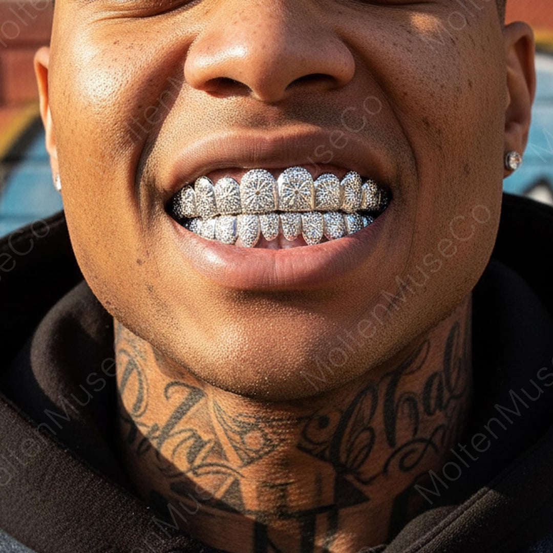 Custom Rapper Grill Hip Hop Grillz Set 10 Teeth Flower Design Gold Plated | Iced Out Rapper ...