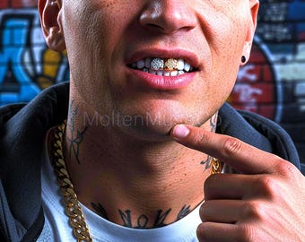 7 Style Single Tooth Grillz 14K Gold Plated Silver Dollar Cross Heart Full CZ Iced Out Tooth Cap Hip Hop Bling Party Club Jewelry Halloween